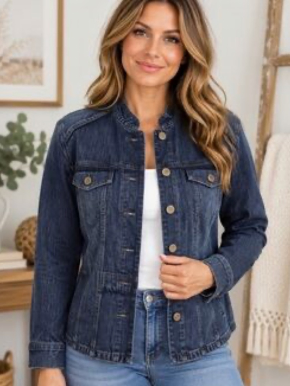 Jones New York sport denim military style jacket with velvet trim size XL, NWT